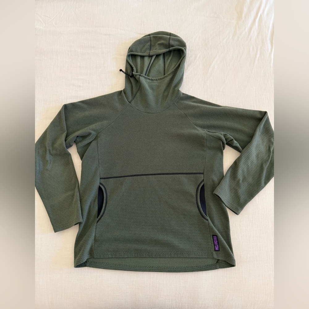 Melanzana Micro Grid Hoodie Color Green Mens Large L Leadville